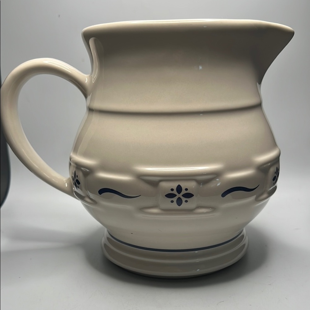 Longaberger Vintage 1991 small Pitcher Woven Traditions Cream/Blue